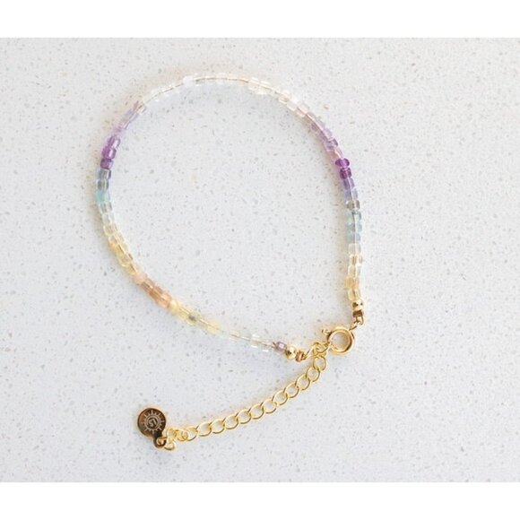 Fluorite Bundle Necklace & Bracelet Non-tarnish Gold Chain Waterproof Jewelry - Picture 11 of 12